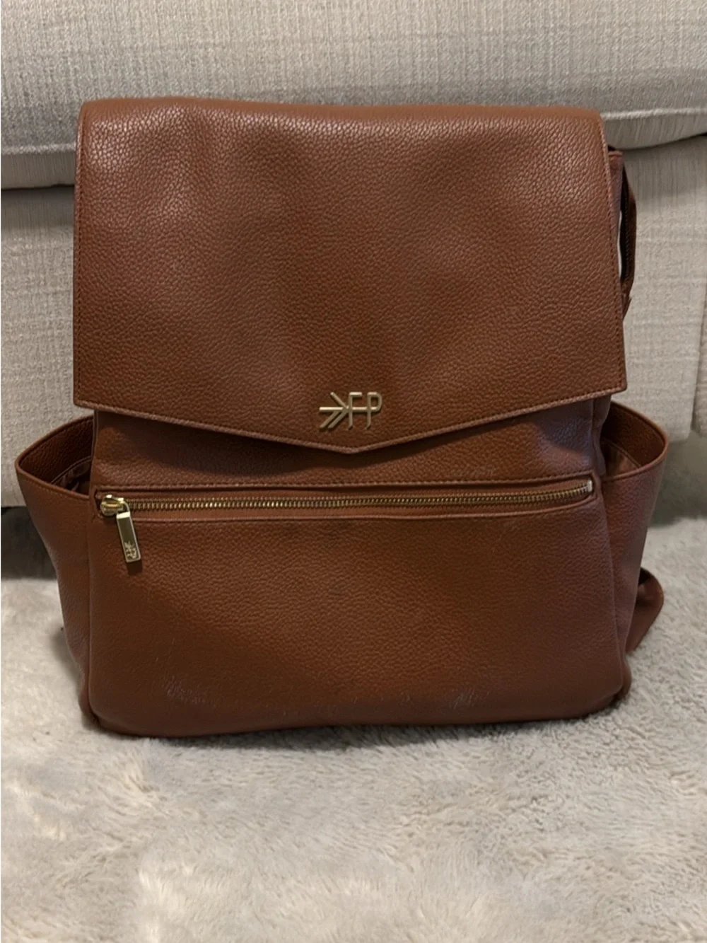 Freshly Picked Brown Leather Backpack-Style Baby Bag